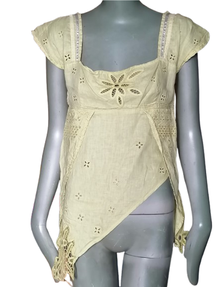 Gaetano Navarra Deadstock – Top asymétrique 100 % Lin Brodé