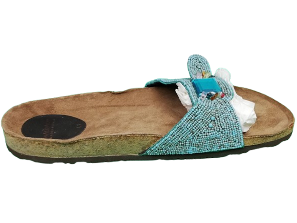 Malìparmi – Sandales vintage en cuir et ornements turquoise | Made in Italy – T.41