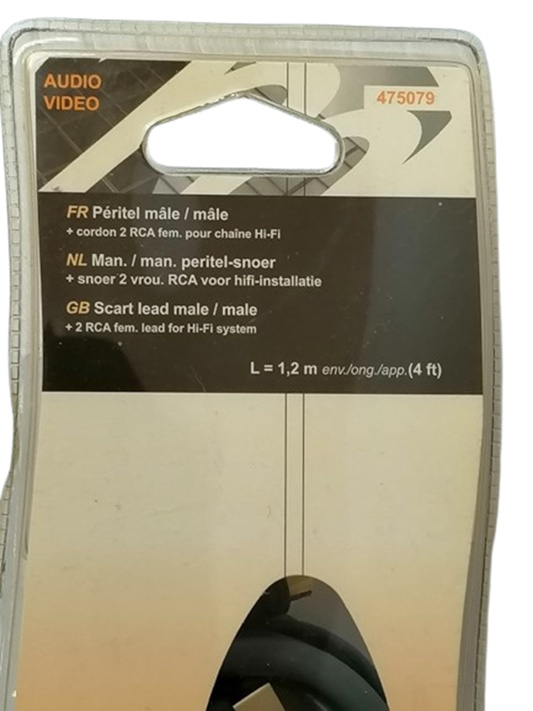 Câble METRONIC Péritel Mâle/Mâle 1,20 m + 2 RCA Femelles Audio Hi-Fi