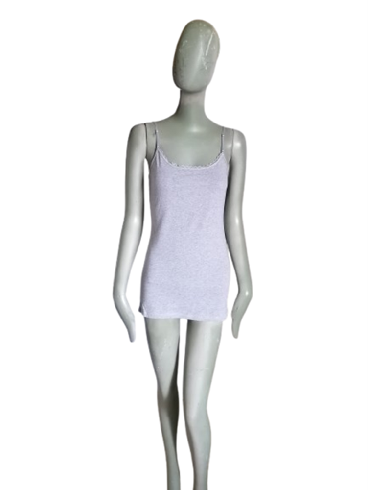 Débardeur Zenana Outfitters gris à fines bretelles brodées
