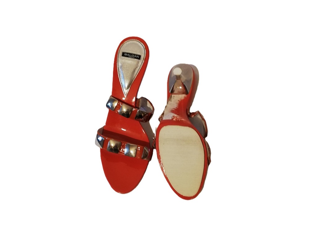 Baldan Italy – Sandales vintage années 90 – Cuir rouge verni – Deadstock – T.37