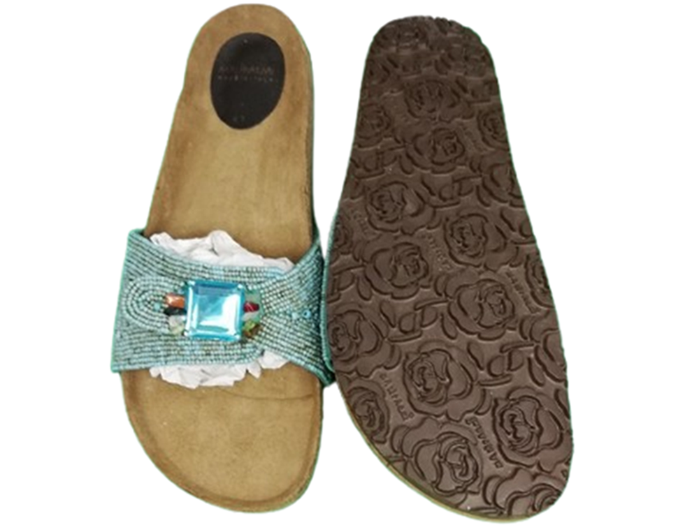 Malìparmi – Sandales vintage en cuir et ornements turquoise | Made in Italy – T.41
