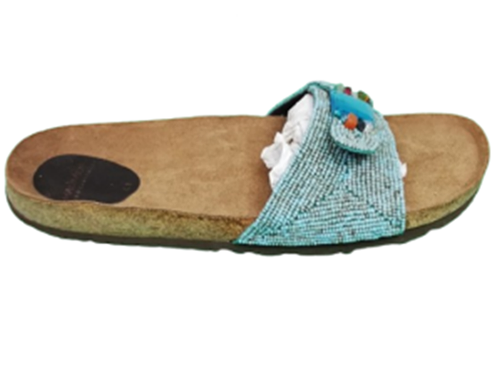 Malìparmi – Sandales vintage en cuir et ornements turquoise | Made in Italy – T.41