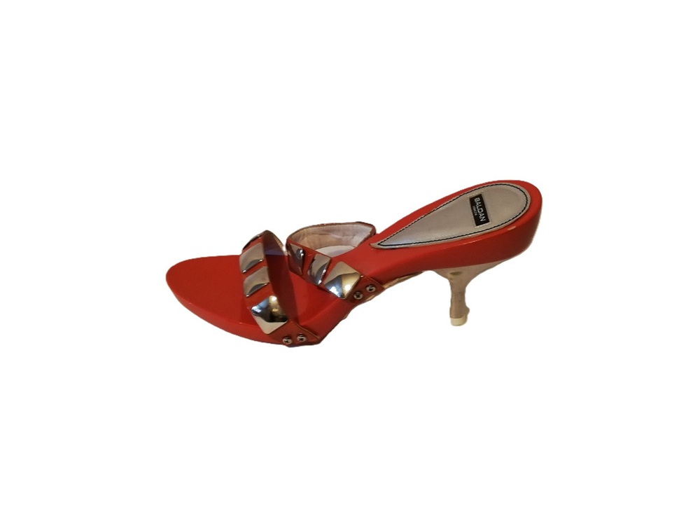Baldan Italy – Sandales vintage années 90 – Cuir rouge verni – Deadstock – T.37
