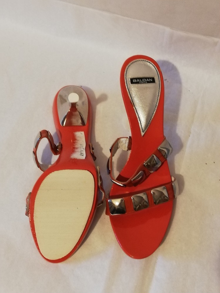 Baldan Italy – Sandales vintage années 90 – Cuir rouge verni – Deadstock – T.37
