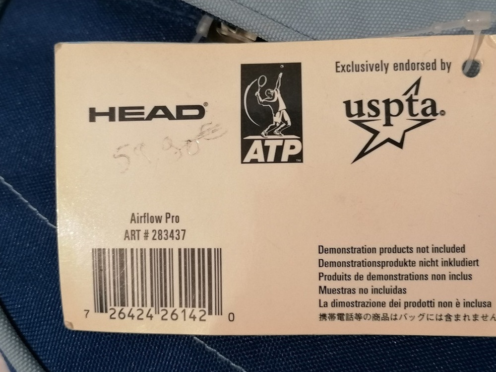 Sac de tennis HEAD Airflow Pro 20 L – Vintage Deadstock Neuf avec Étiquettes