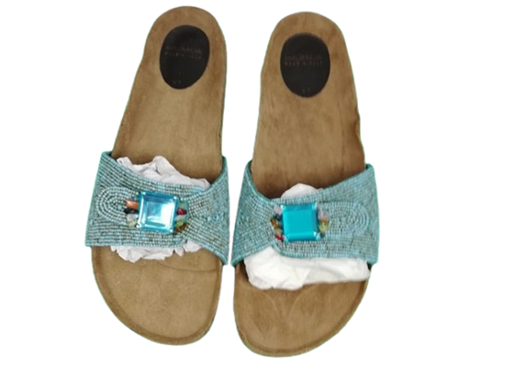 Malìparmi – Sandales vintage en cuir et ornements turquoise | Made in Italy – T.41