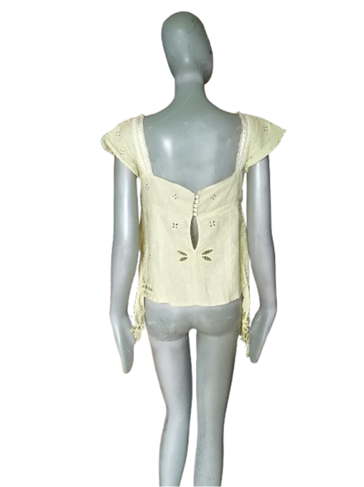 Gaetano Navarra Deadstock – Top asymétrique 100 % Lin Brodé
