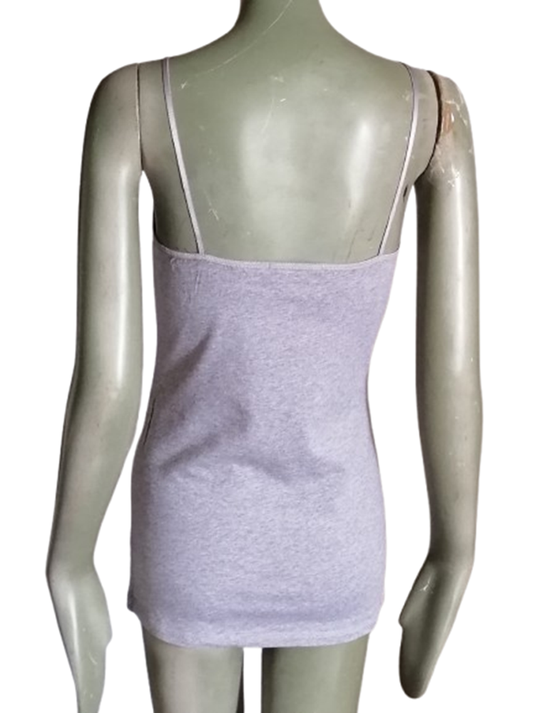 Débardeur Zenana Outfitters gris à fines bretelles brodées