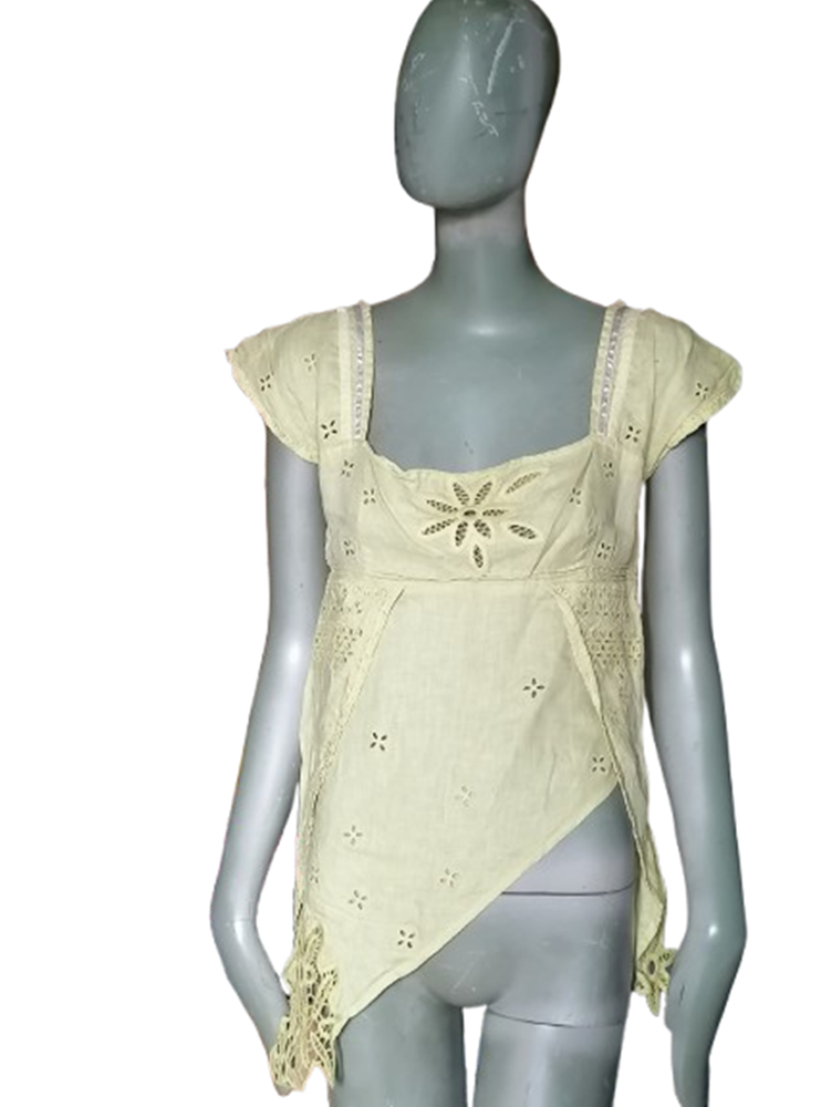 Gaetano Navarra Deadstock – Top asymétrique 100 % Lin Brodé