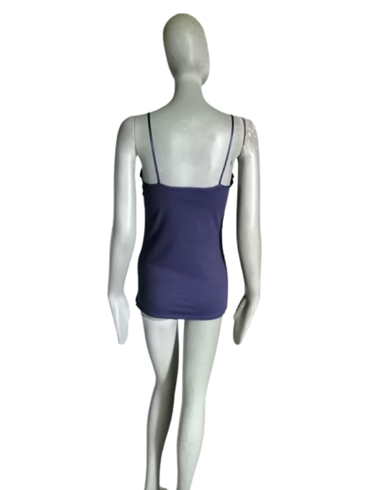Débardeur Zenana Outfitters bleu-marine à fines bretelles broderies